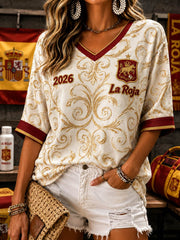 Women's Mid-length Sleeves V-Neck T-Shirt