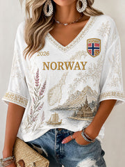Women’s Norway Football Print Casual T-Shirt