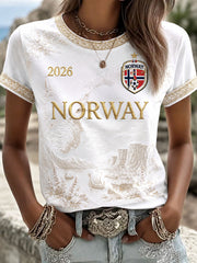 Women's Norway Football Printed Casual T-Shirt