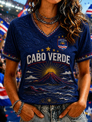Women's Gift For Football Fans Print Casual Short Sleeve V-Neck T-shirt