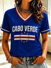 Women's Gift For Football Fans Print Casual Short Sleeve V-Neck T-shirt