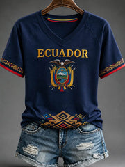 Women's V-neck off-shoulder short-sleeved T-shirt