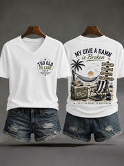 Women's 'Too Old to Care Club' V-Neck T-Shirts