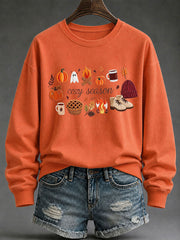Women's Cozy Season Printed Casual Sweatshirt