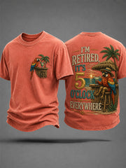 Men's I'm Retired It's 5 O'clock Everywhere Parrot Print Casual Tee