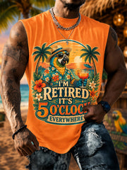 Men's I'm Retired It's 5 O'clock Everywhere Parrot Print Casual Vest