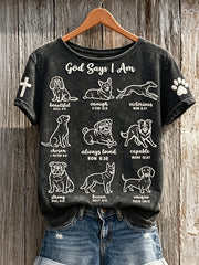 Women's God Says I Am Dogs Print short-sleeved T-shirt