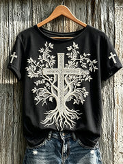 Women's Faith Theme Print Pattern Printed Leisure Round Neck T-shirt