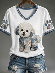 Women's V-neck off-shoulder short-sleeved T-shirt