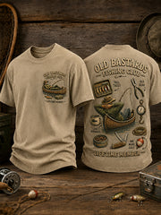 Men's Funny Old Bastards Fishing Club Lifetime Member Print Casual Tee