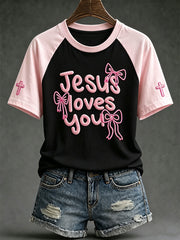 Women's Faith Theme Print Pattern Printed Casual Short-Sleeved T-shirt