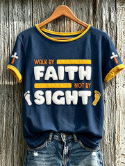 Women's faith-themed fun pattern printed casual short-sleeve T-shirt