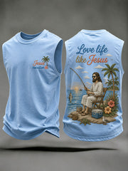 Men's "Love Life Like Jesus" Jesus Fishing Vacation Casual Vests