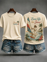 Women's "Love Life Like Jesus" Jesus Windsurfing Vacation Casual T-shirt