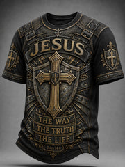 Men's Christian Armor Of God Jesus The Way The Truth The Life Print Casual Tee