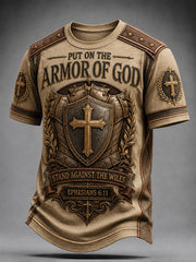 Men's Christian Armor Of God Jesus The Way The Truth The Life Print Casual Tee