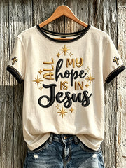 Women's faith-themed pattern printed casual short-sleeve T-shirt