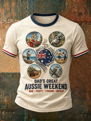Men's Australia Father's Day Art Printed T-shirt