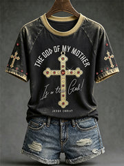 Women's faith-themed pattern printed casual short-sleeve T-shirt