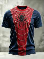 Men's Vintage Spider Print Casual Short Sleeves T-shirt