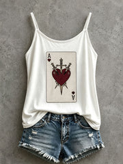 Women's Red Heart Playing Card Tank Top