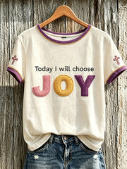 Women's faith-themed slogan pattern printed casual short-sleeve T-shirt