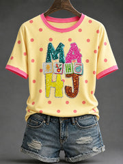 Women's Mahjong Print Casual T-Shirt