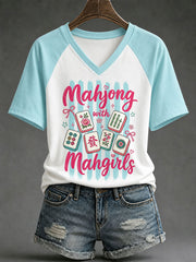 Women's Mahjong Print Casual T-Shirt