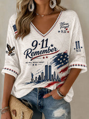 Women's 9.11 Mid-length Sleeves V-Neck T-Shirt