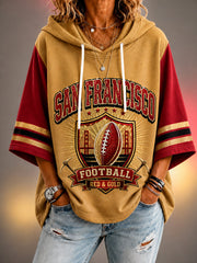 Women’s Football Gameday Gift For Football Fans Casual 3/4 Sleeve Hoodie