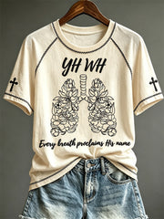 Women's YHWH Every Breath Proclaims His Name Floral Lungs Print short sleeve T-shirt
