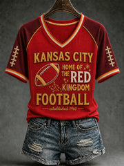 Women's Football Gameday Gift For Football Fans V-neck Short Sleeve T-shirt