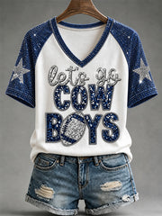 Women's Football Gameday Gift For Football Fans V-Neck Tee