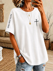 Women's FAITH OVER FEAR Printed Casual T-shirt