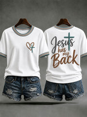 Women’s 'Jesus Has My Back' Printed Casual T-Shirt