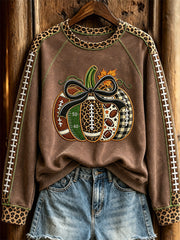 Women's Football Inspired Fall Pumpkin Leopard Print Sweatshirt