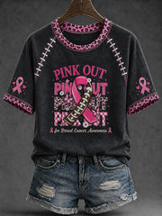 Women's breast cancer theme pattern printed casual short-sleeve T-shirt