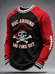 Men's Football Fan Print Waffle Long Sleeve Sweatshirt