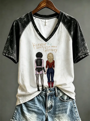 Women's Famous Singer Memorial V-neck Off-shoulder Short-sleeved T-shirt
