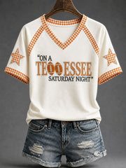Women's Game Day Football Print Casual T-shirt