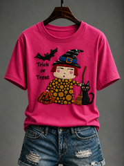 Women's Pumpkin Polka Dot Art Short-sleeved T-shirt