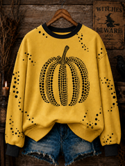 Women's Pumpkin Polka Dot Art Regular Sweatshirt