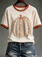 Women's Pumpkin Polka Dot Art Short-sleeved T-shirt