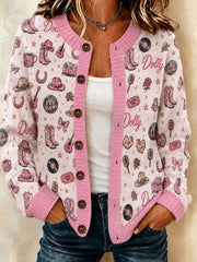 Women's Rip Country Music Queen Printed Cardigan-Style Knit Jacket