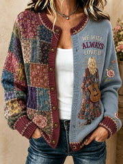 Women's Country Music Lover We Will Always Love U Printed Cardigan-Style Knit Jacket