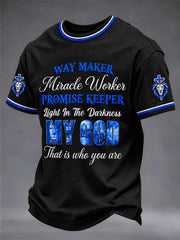 Men's Christian Waymaker Miracle Worker Promise Keeper Short Sleeve T-shirt