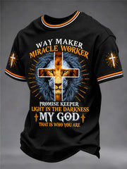 Men's Christian Waymaker Miracle Worker Promise Keeper Short Sleeve T-shirt