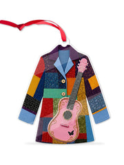 Colorful jacket and pink guitar country music hanging ornament
