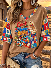 Women's "Coat of Many Colors" Country Music V-Neck T-Shirts