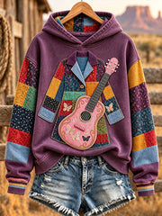Women's colorful coat and pink guitar country music hoodies